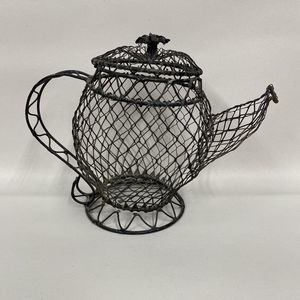 Vtg Chicken Wire Teapot Form Farmhouse Country Rustic Primitive Decor - AS IS